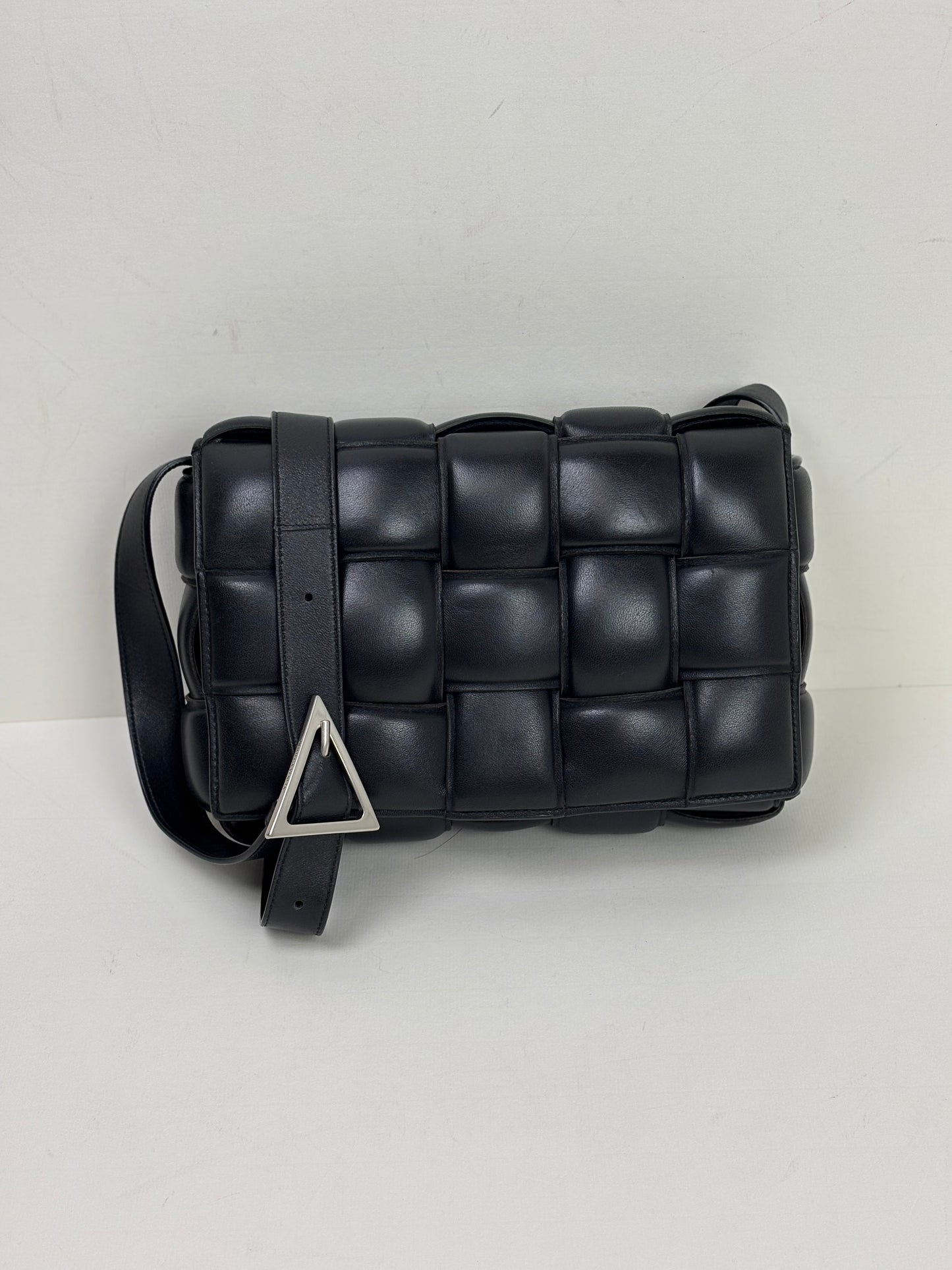 Bottega Veneta Padded Cassette Bag Intrecciato Lambskin Leather Black