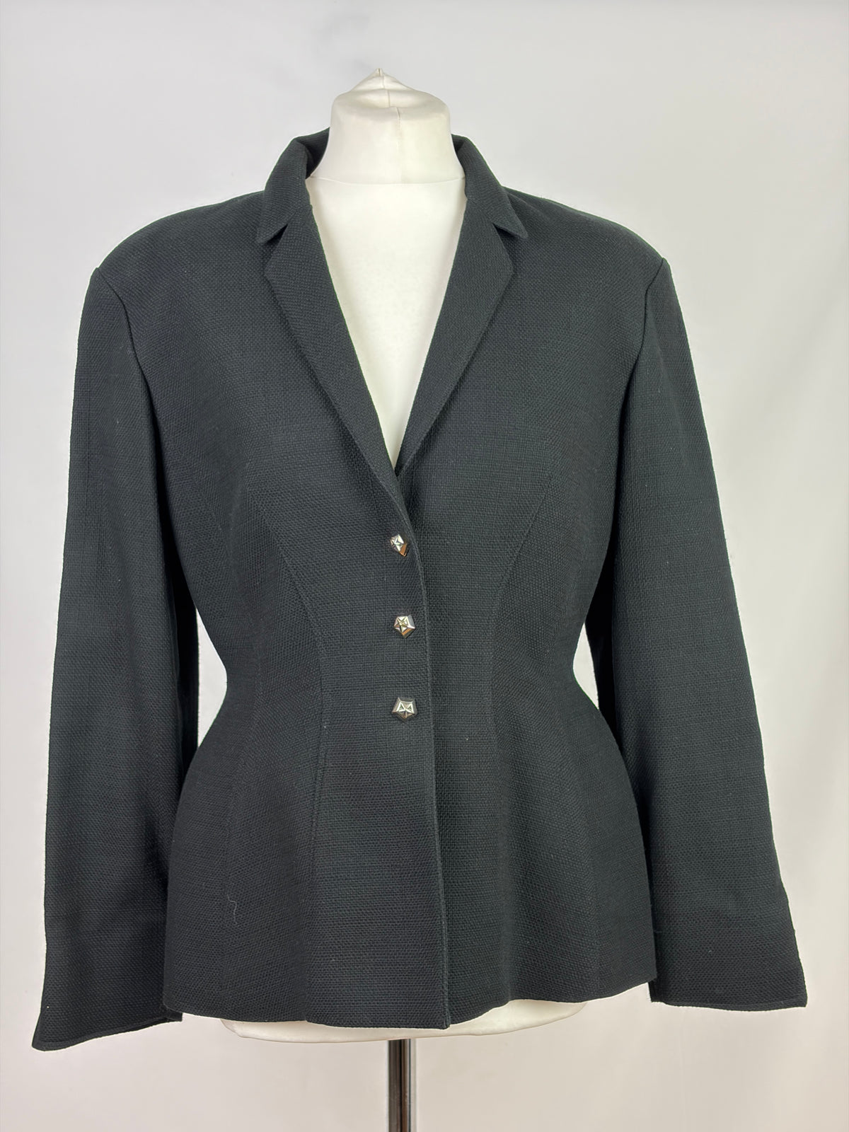 Mugler Black Structured Tailored Jacket - FR 42