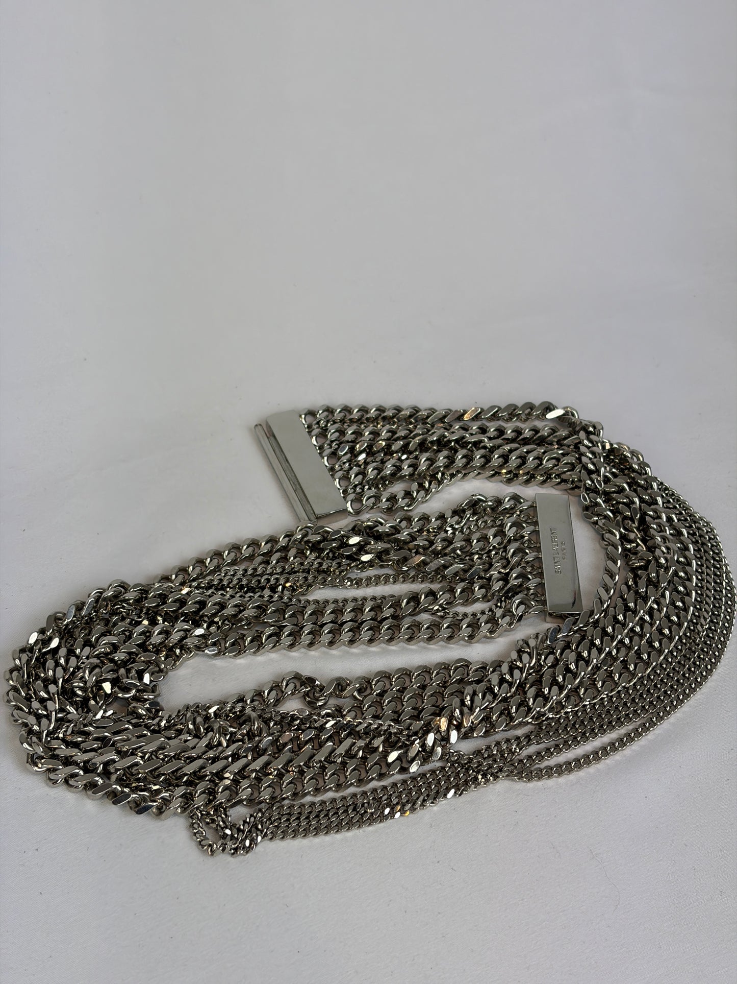 Saint Laurent Silver-Tone Multi-Chain Tassel Belt