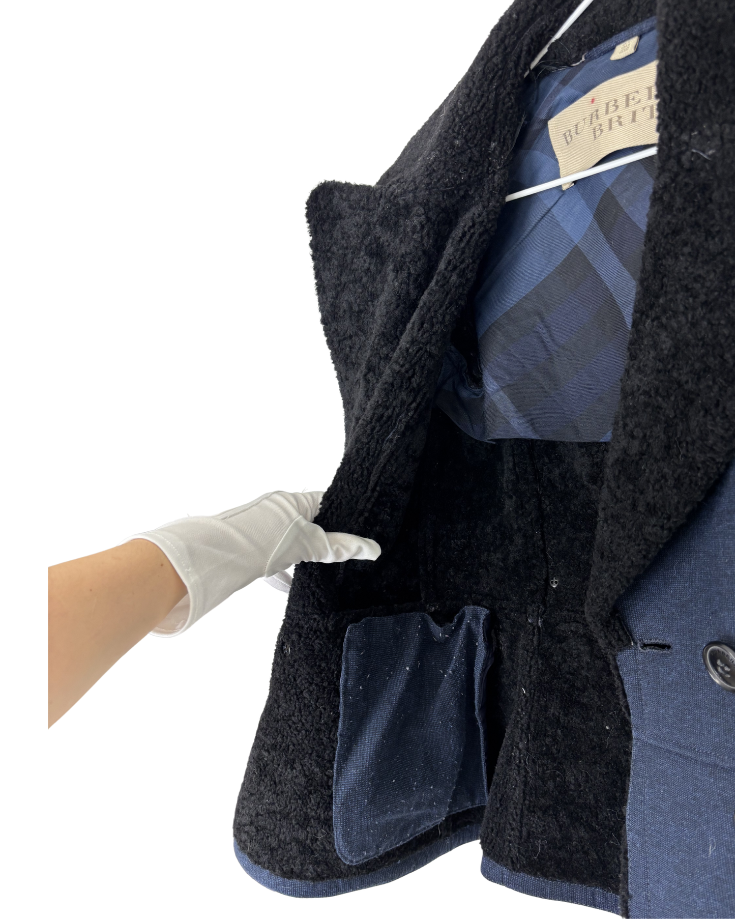 Burberry Brit Sherton Shearling Peacoat Navy Blue - 6 UK