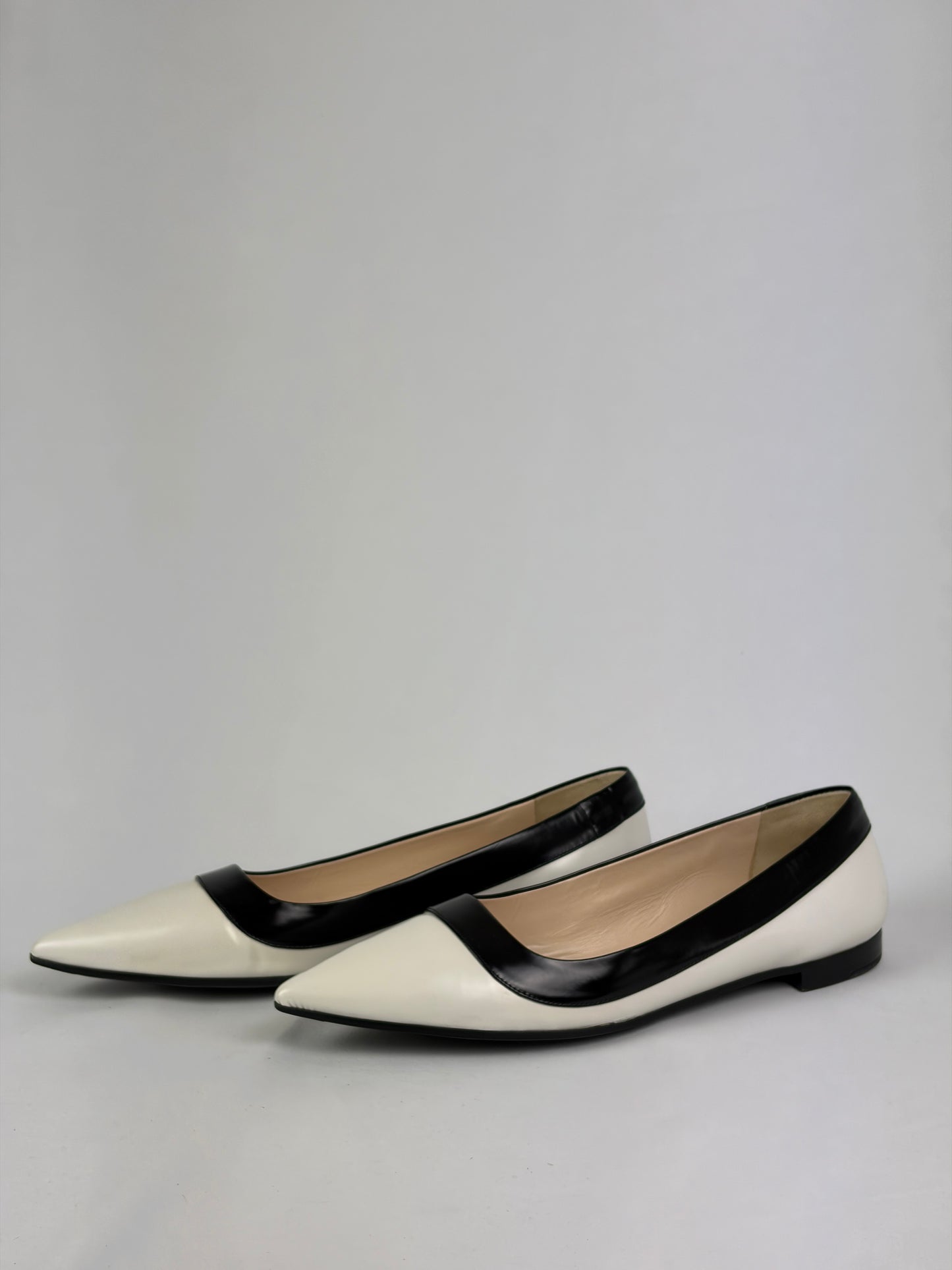 Prada Two-Tone Pointed-Toe Pumps, Black & White Patent Leather - 5.5 UK