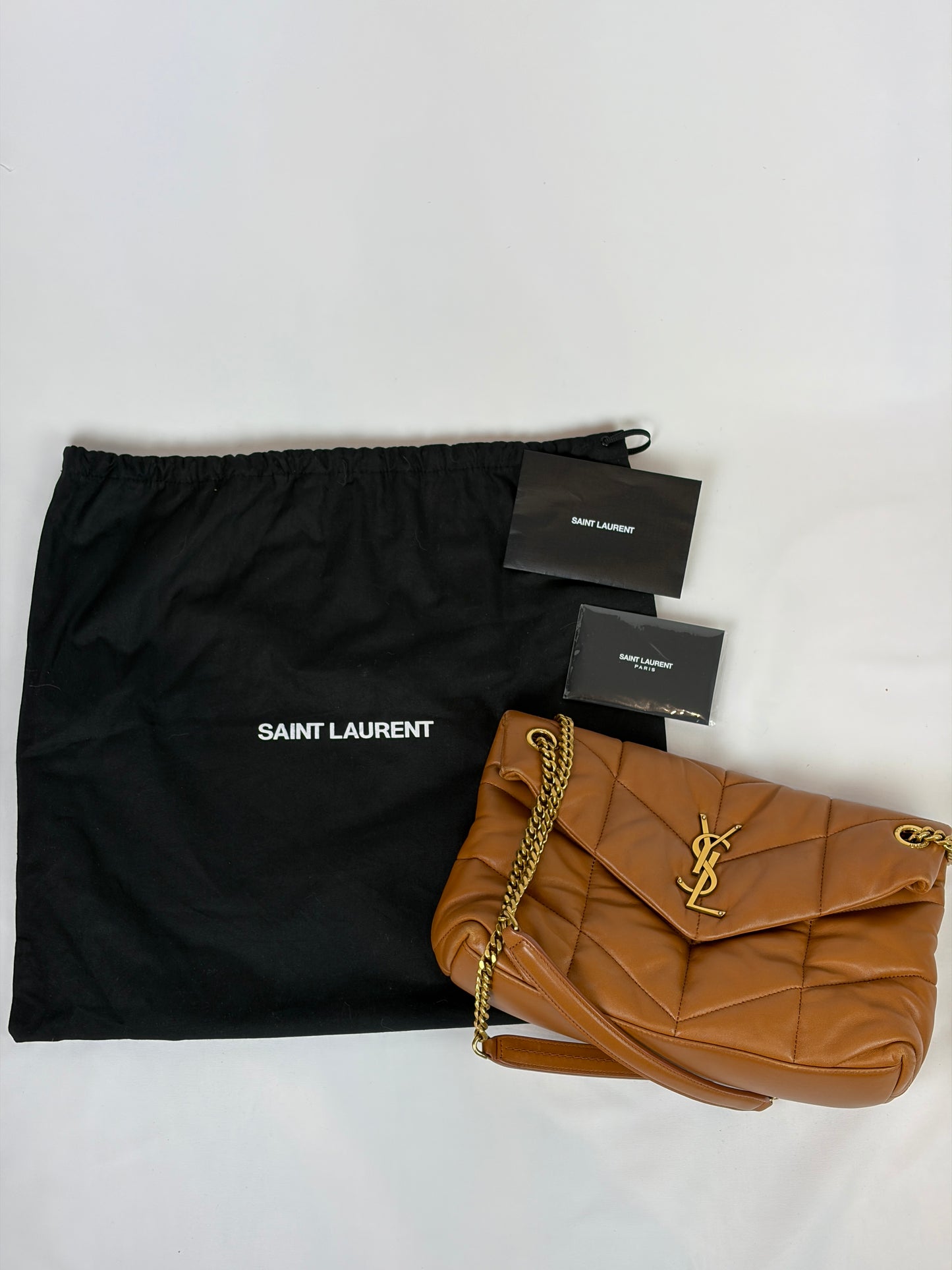 Saint Laurent Loulou puffer camel small bag