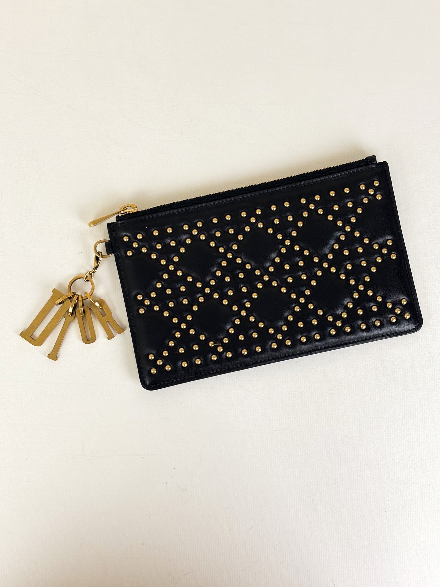Christian Dior studded charm pouch