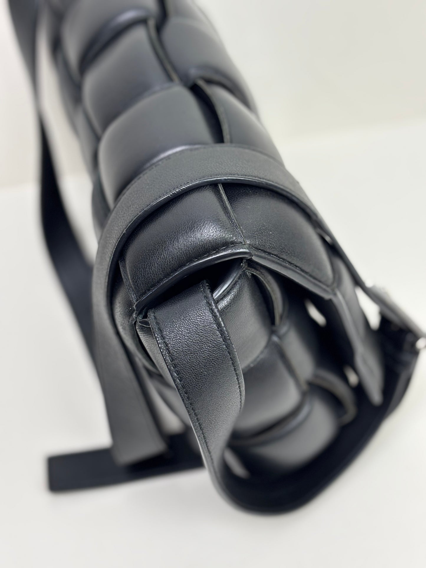 Bottega Veneta Padded Cassette Bag Intrecciato Lambskin Leather Black