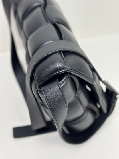 Bottega Veneta Padded Cassette Bag Intrecciato Lambskin Leather Black