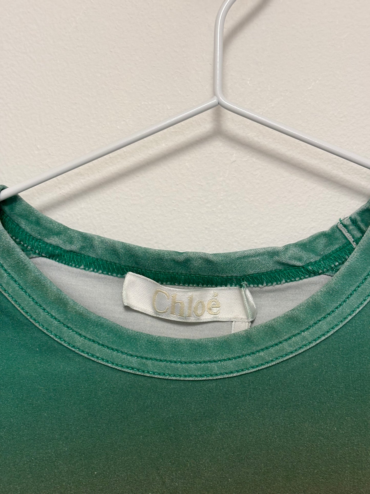 Chloé Ombré Sunset Graphic Print Cotton T-Shirt Green Red - M