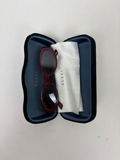Gucci Oval Interlocking G Sunglasses Burgundy Acetate