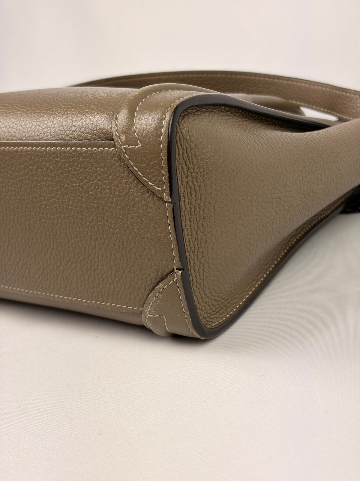 Celine Nano Luggage Tote Taupe Grained Calfskin with Strap