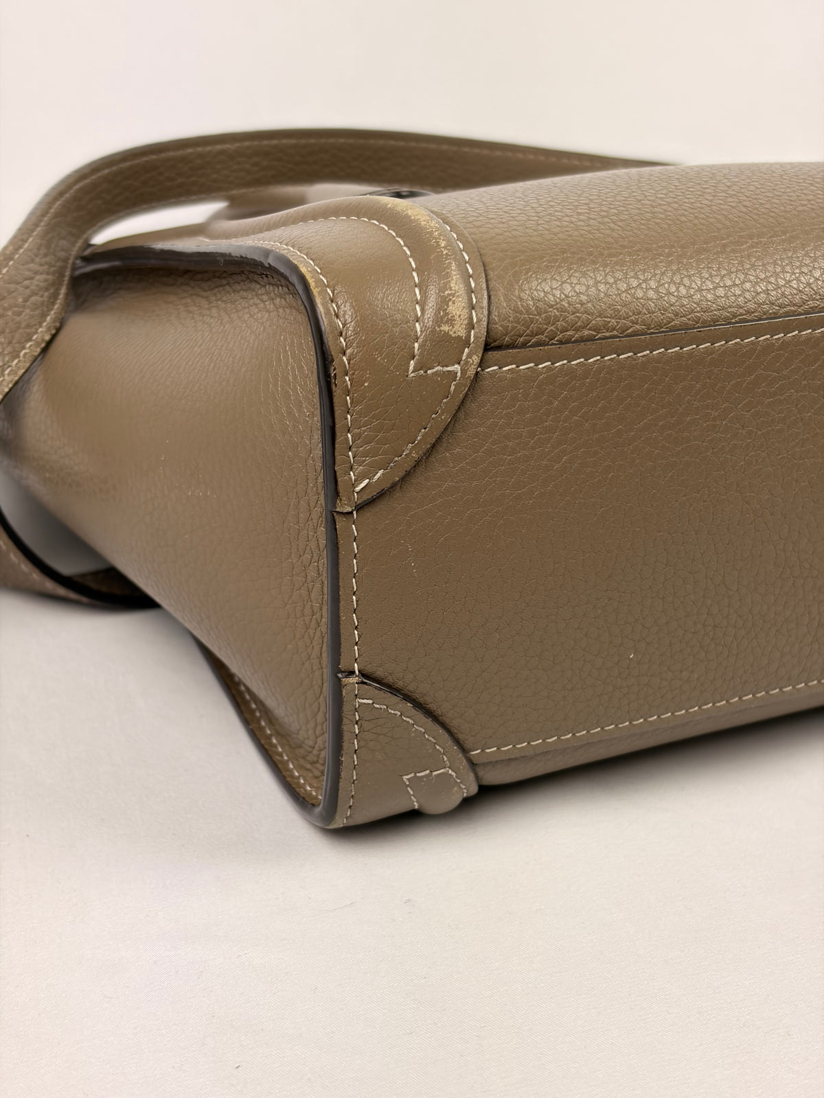 Celine Nano Luggage Tote Taupe Grained Calfskin with Strap