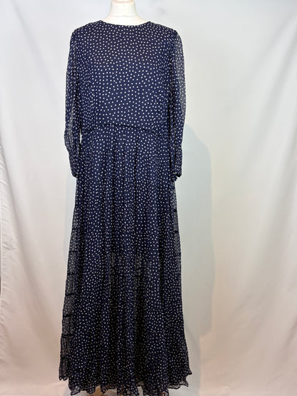 RIXO Navy Polka Dot Midi Dress - XL