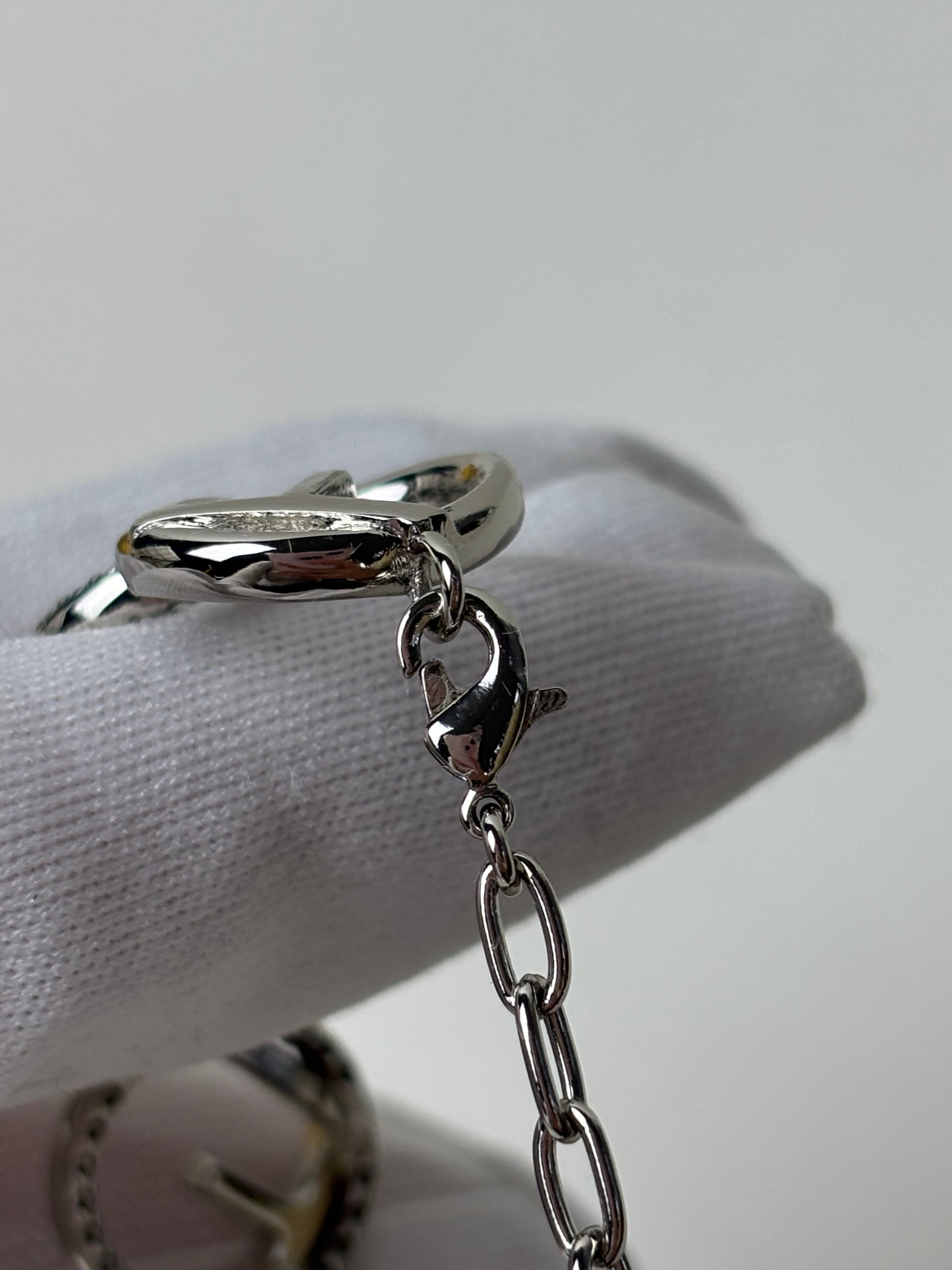 Fendi O’Lock Bracelet Crystal Silver - Tone Metal Bangle
