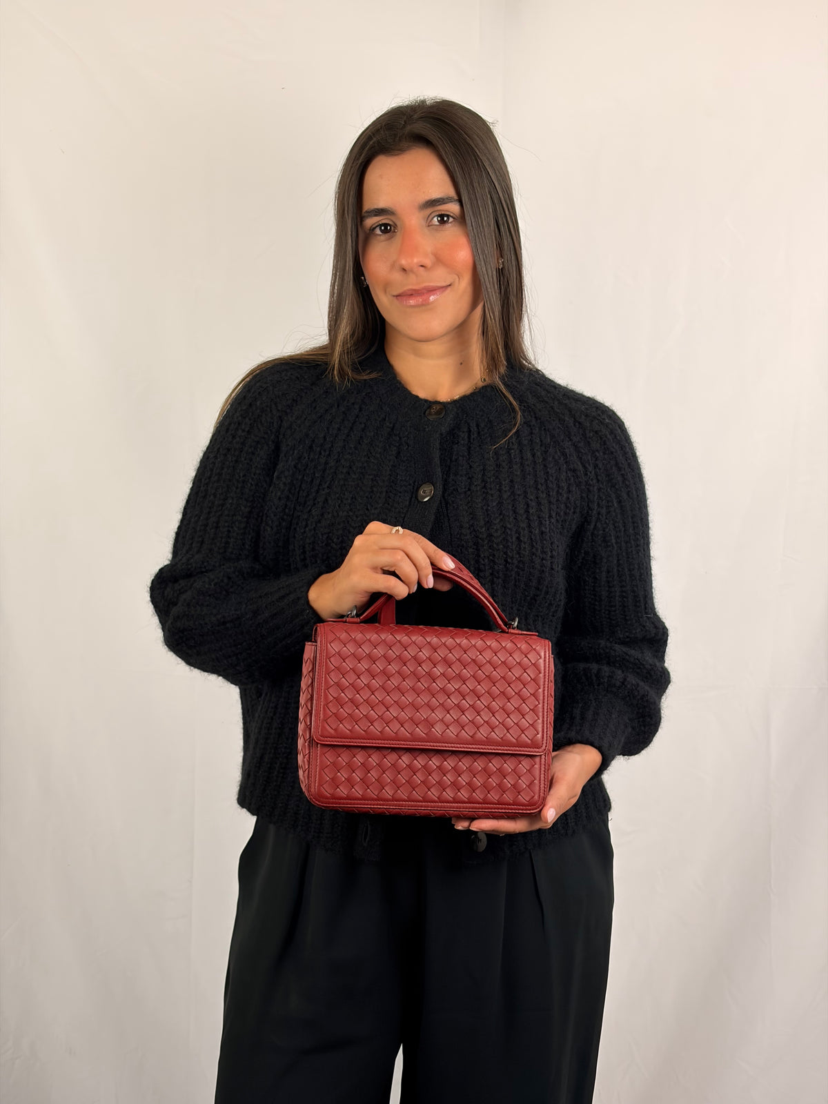 Bottega Veneta Intrecciato Crossbody Bag Burgundy Leather