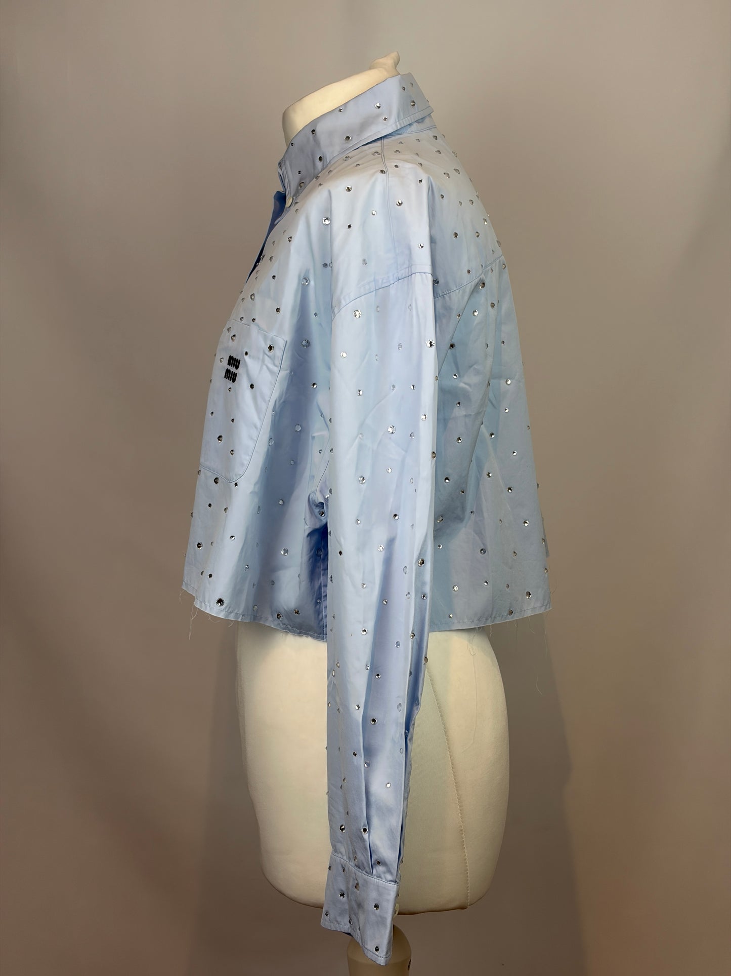 Miu Miu Light Blue Crystal Embellished Shirt - M