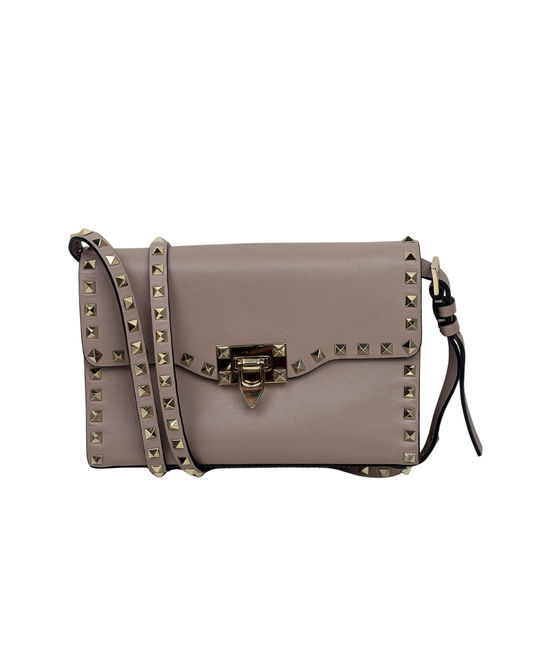 Valentino Garavani Rockstud Medium Crossbody Bag in Poudre Leather