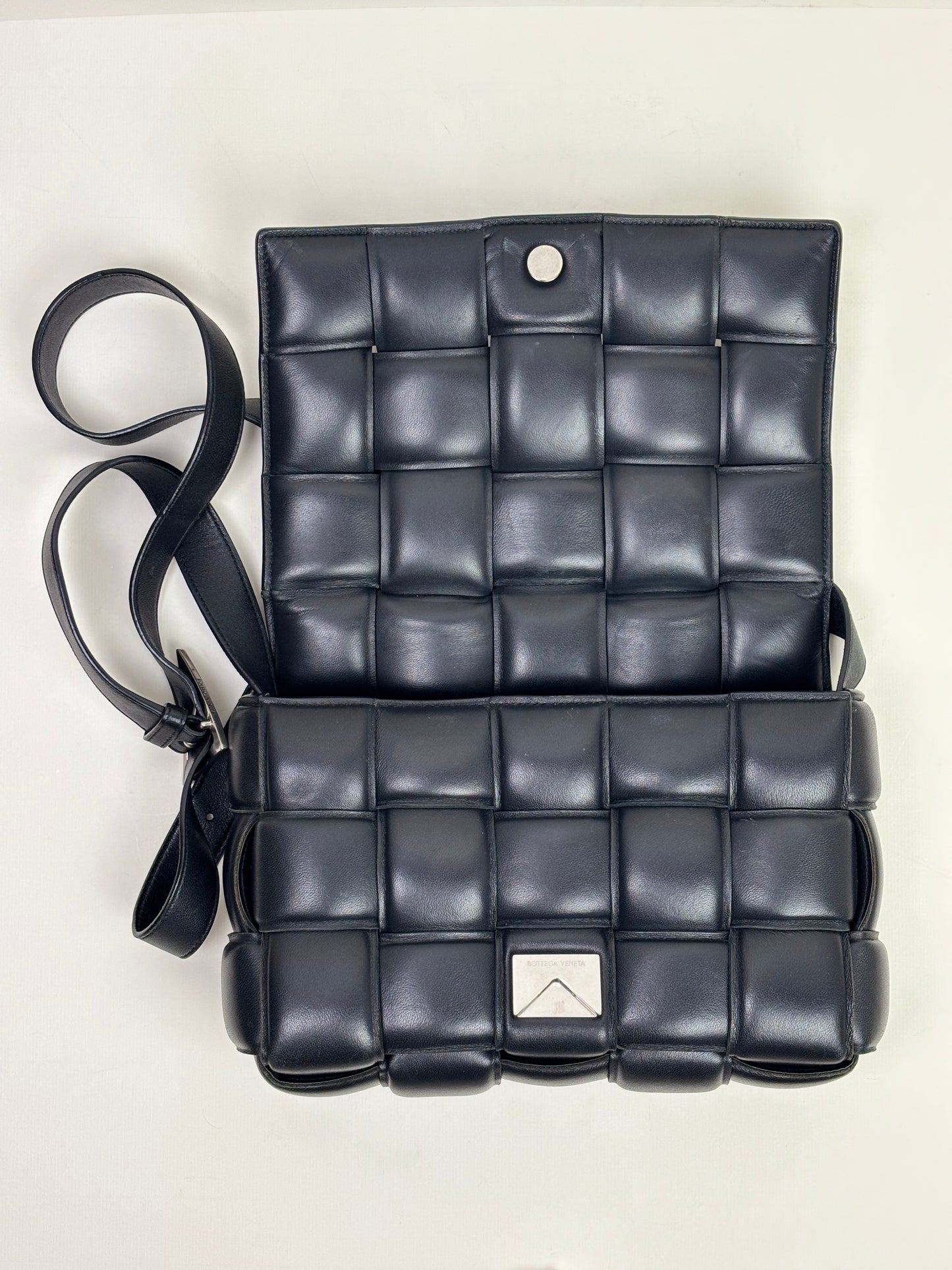 Bottega Veneta Padded Cassette Bag Intrecciato Lambskin Leather Black