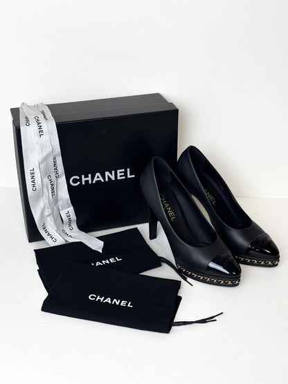 Chanel Chain-Trim Platform Pumps - 5.5 UK