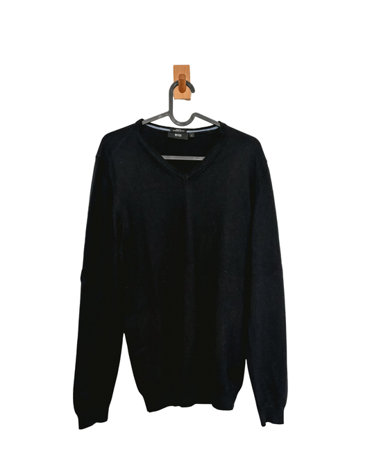 MENSWEAR - BOSS merino wool black jumper - L
