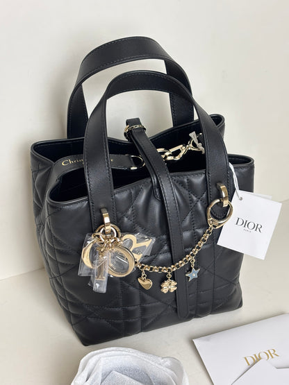 Dior Small Toujours Vertical Black Bag Cannage Calfskin