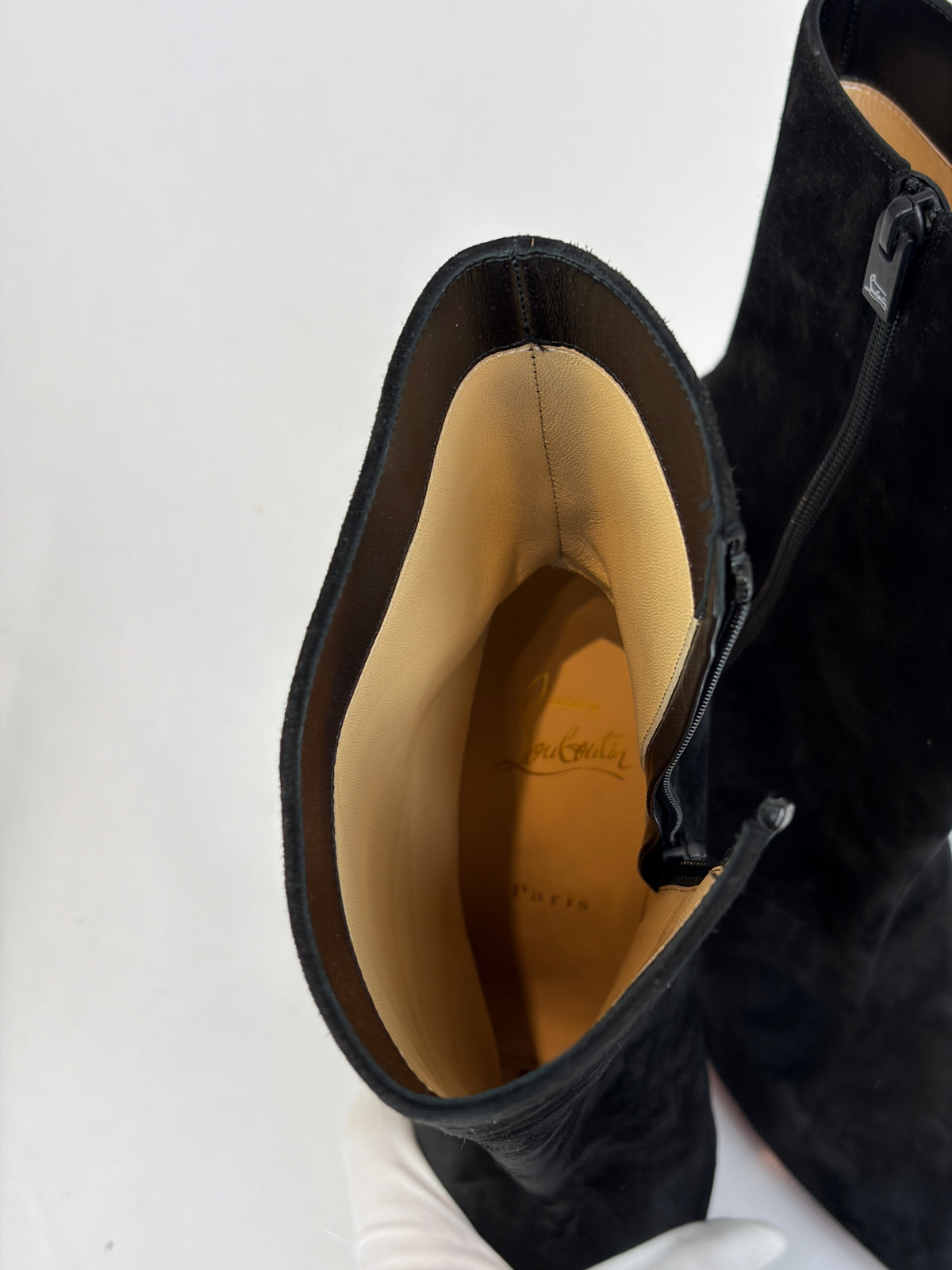 Christian Louboutin Black Suede Pointed-Toe Ankle Boots - 5.5 UK