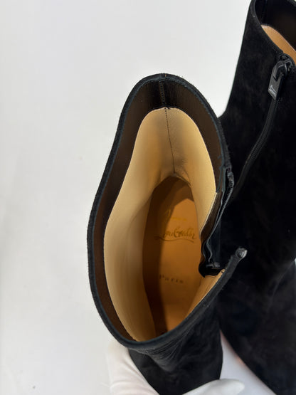Christian Louboutin Black Suede Pointed-Toe Ankle Boots - 5.5 UK