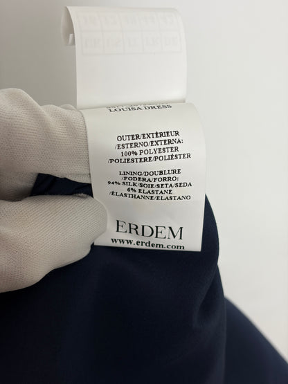 ERDEM Navy Floral Jacquard Midi Dress - 12 UK