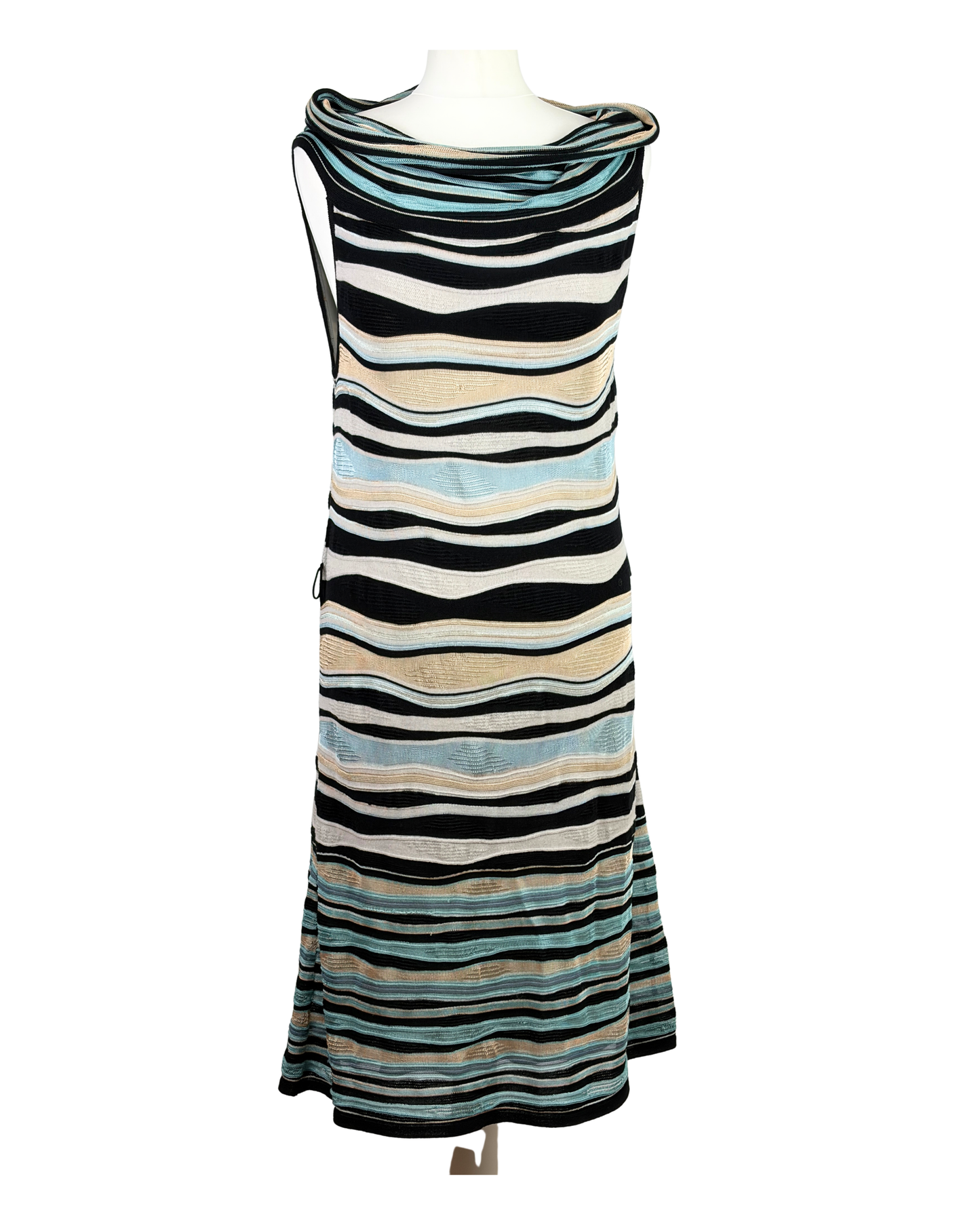 M Missoni Multicolour Stripe Sleeveless Knit Dress - 14 UK
