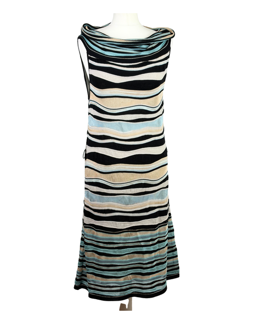 M Missoni Multicolour Stripe Sleeveless Knit Dress - 14 UK