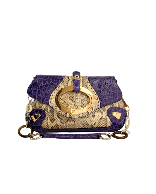 Dolce & Gabbana snakeskin shoulder bag in purple and beige