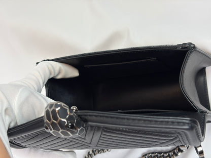 Bvlgari Serpenti Forever Diamond Blast Quilted Leather Shoulder Bag - black