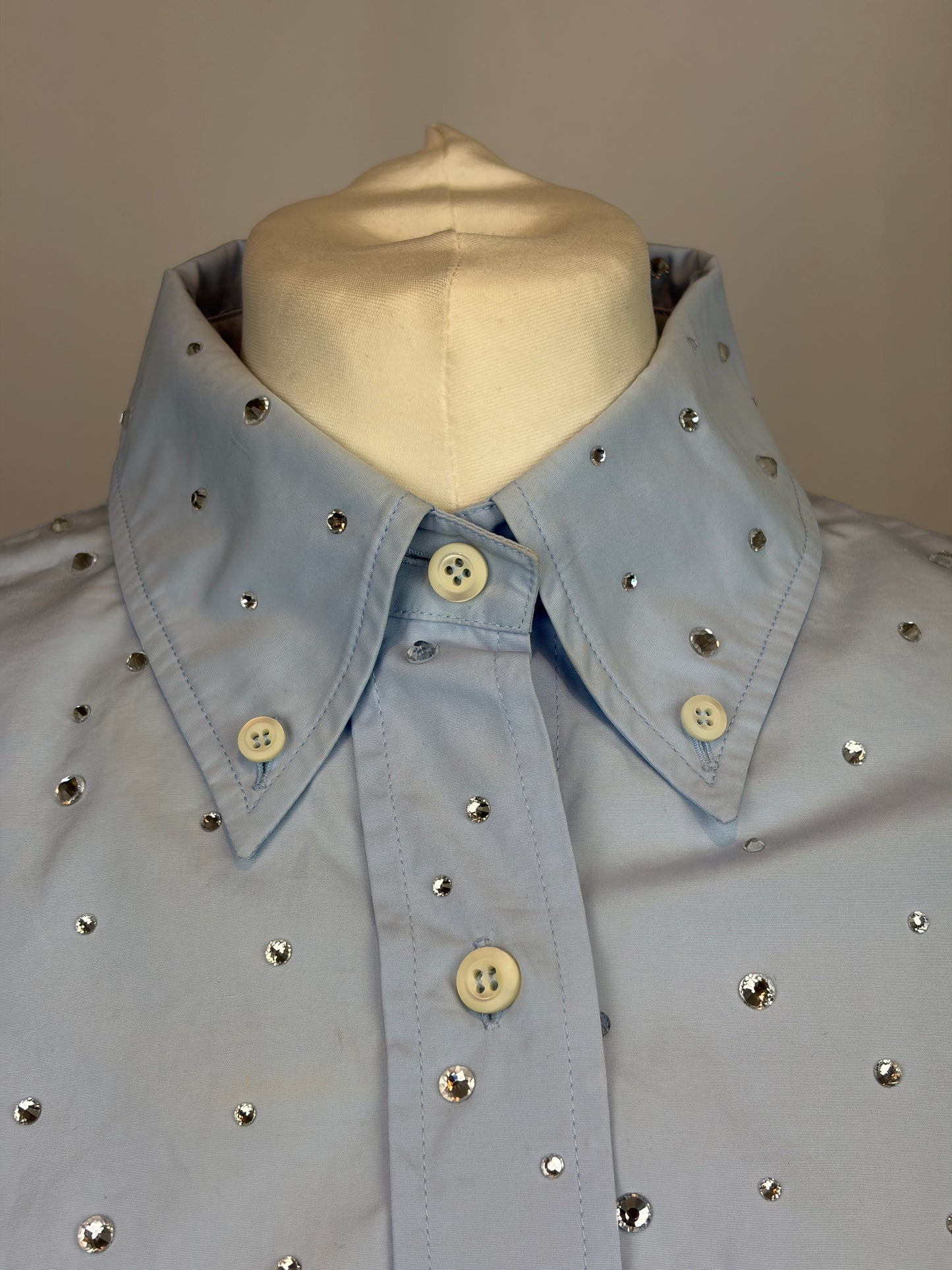 Miu Miu Light Blue Crystal Embellished Shirt - M