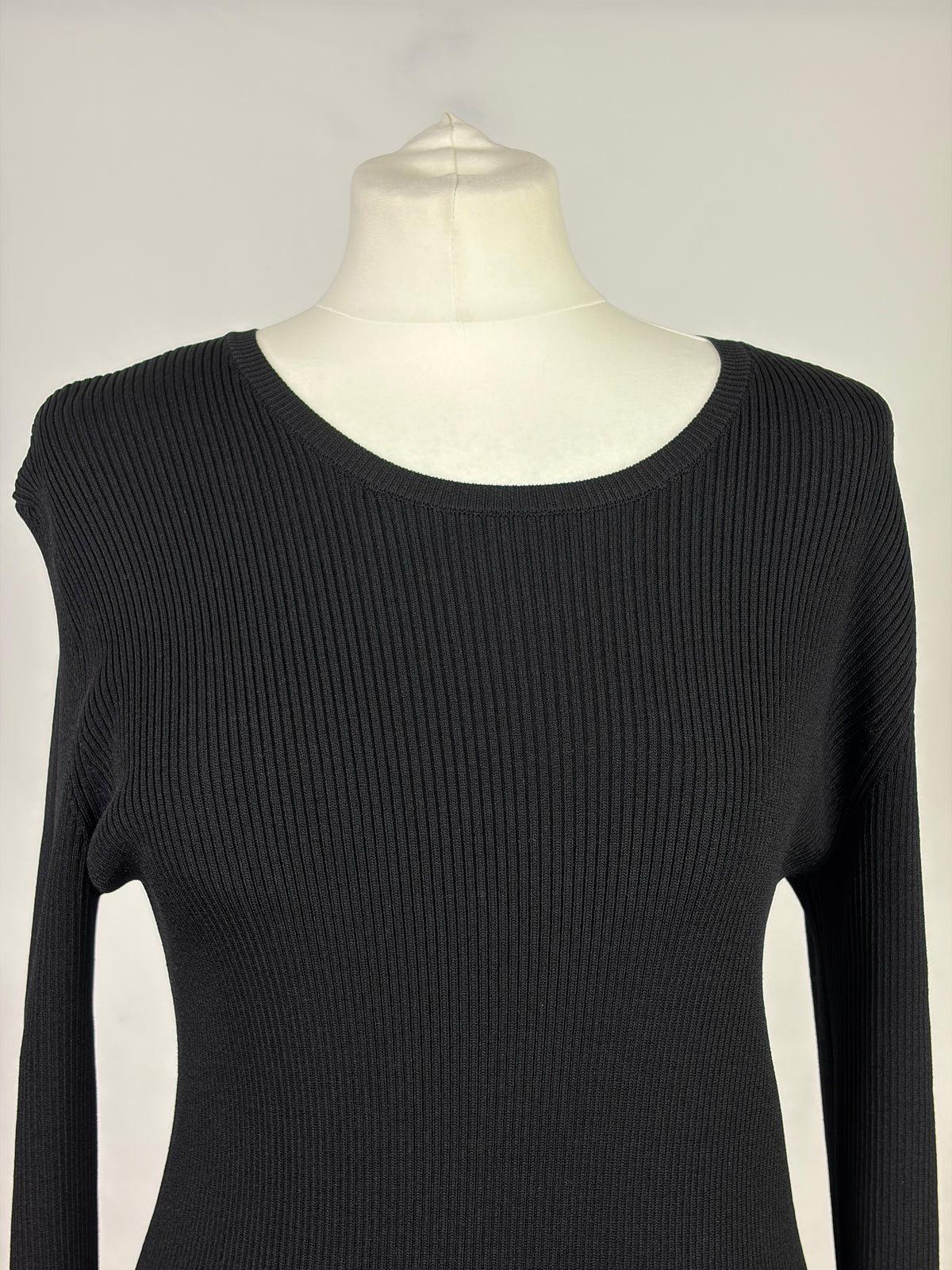 Red Valentino Black Knit Dress with Pleated Patterned Hem - XL