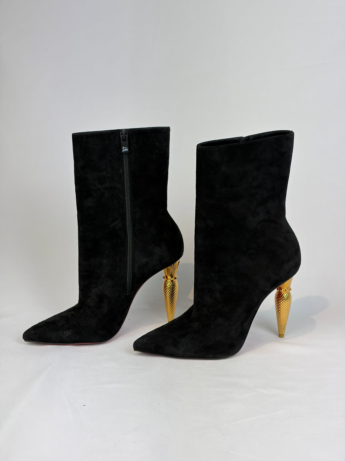 Christian Louboutin Black Suede Pointed-Toe Ankle Boots - 5.5 UK