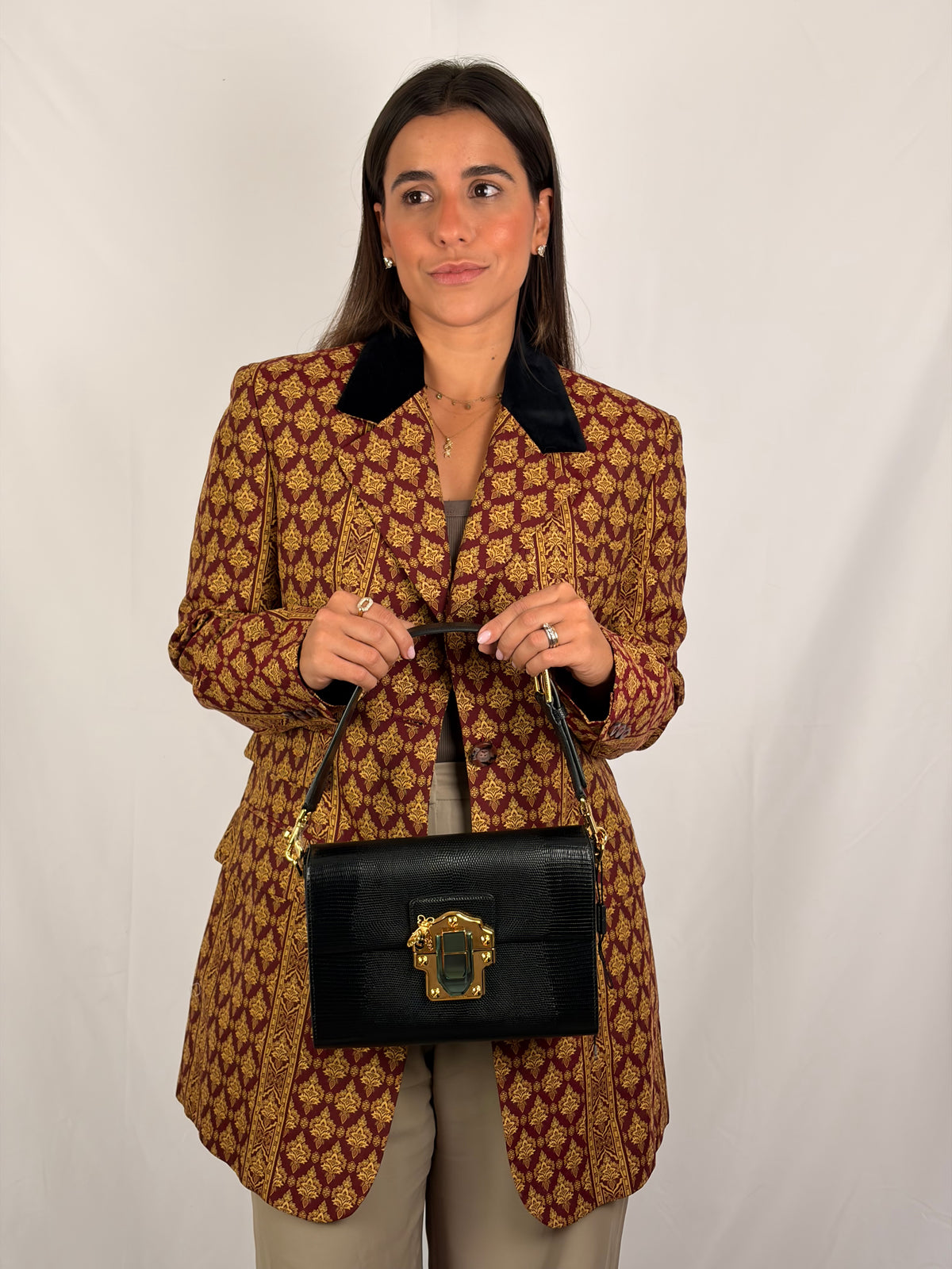 D&G by Dolce & Gabbana Baroque Brocade Blazer with Velvet Collar (vintage) - IT 46