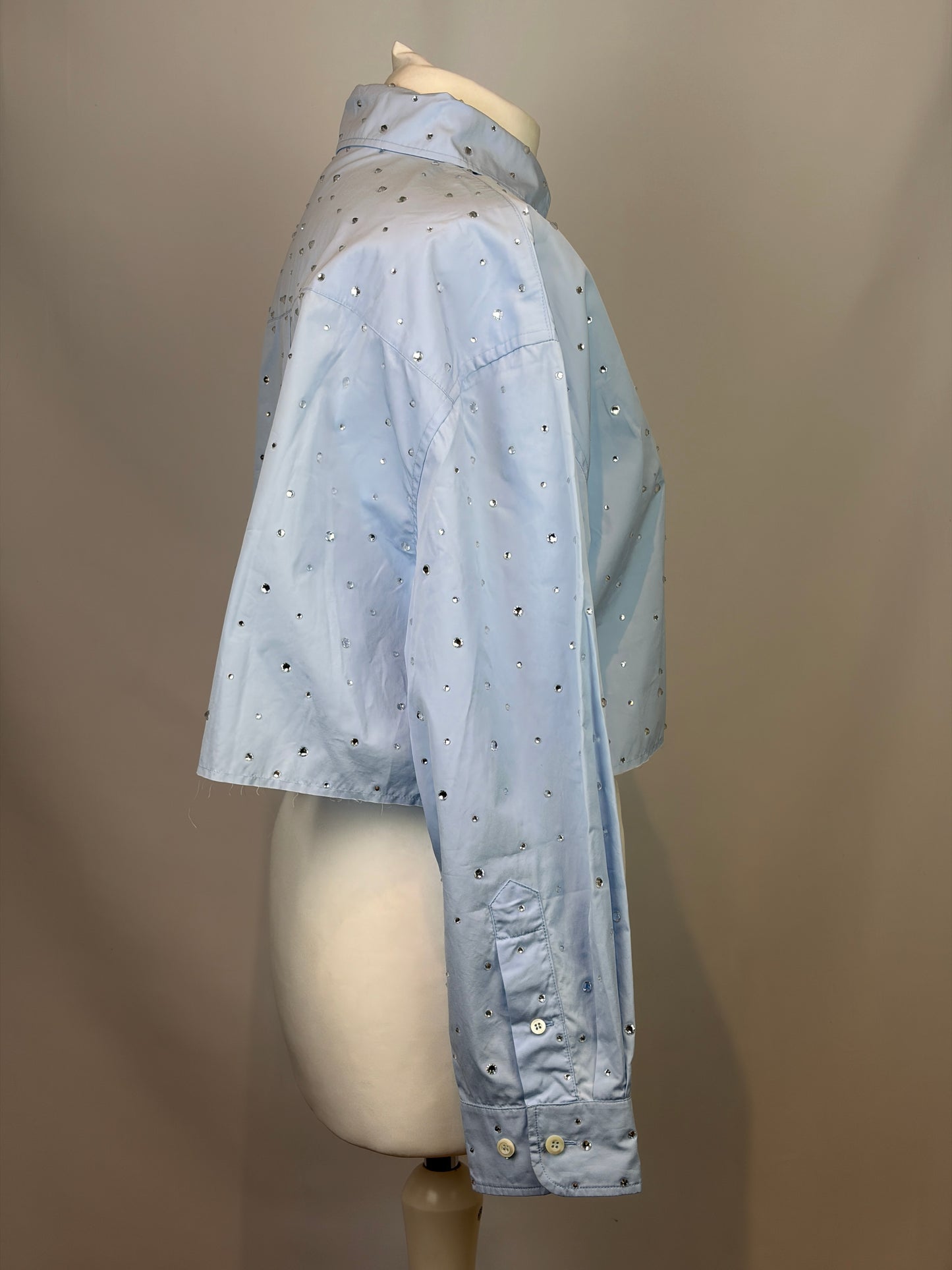 Miu Miu Light Blue Crystal Embellished Shirt - M