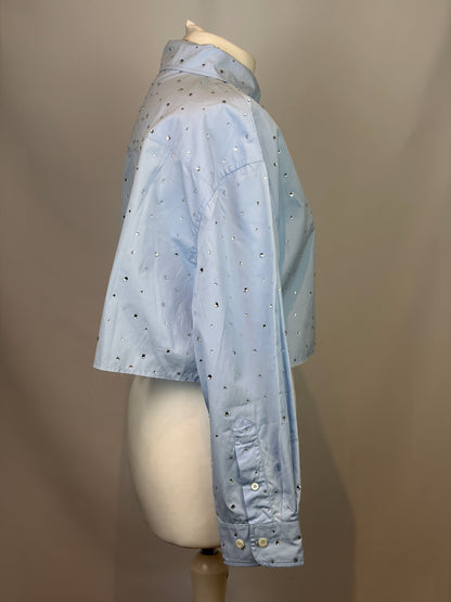 Miu Miu Light Blue Crystal Embellished Shirt - M
