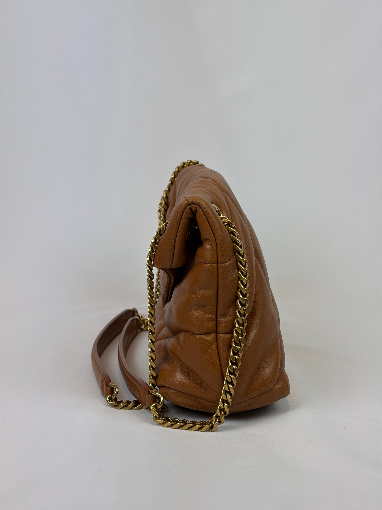 Saint Laurent Loulou puffer camel small bag