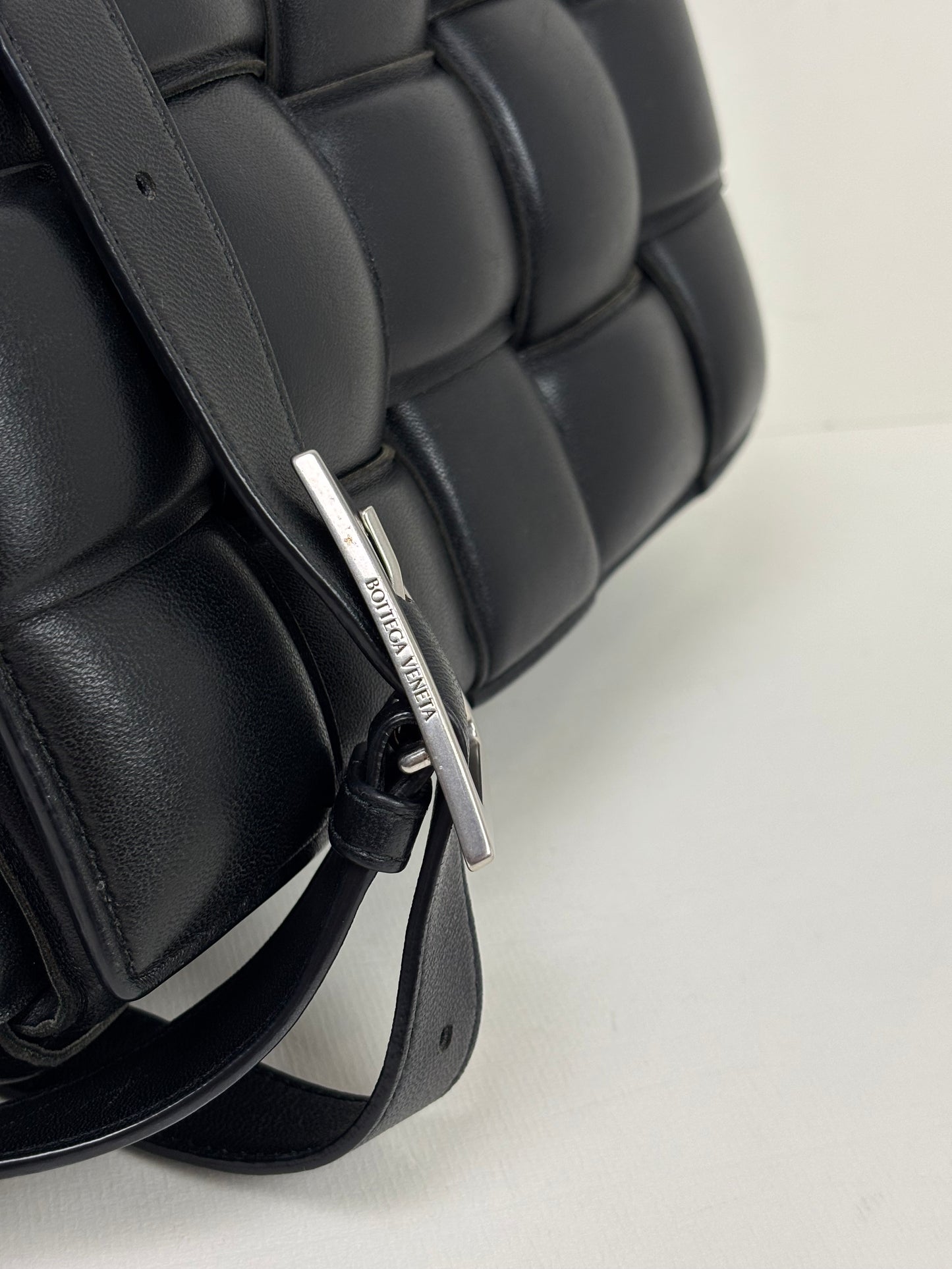 Bottega Veneta Padded Cassette Bag Intrecciato Lambskin Leather Black