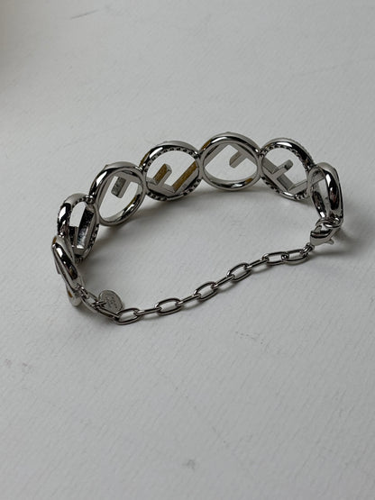 Fendi O’Lock Bracelet Crystal Silver - Tone Metal Bangle