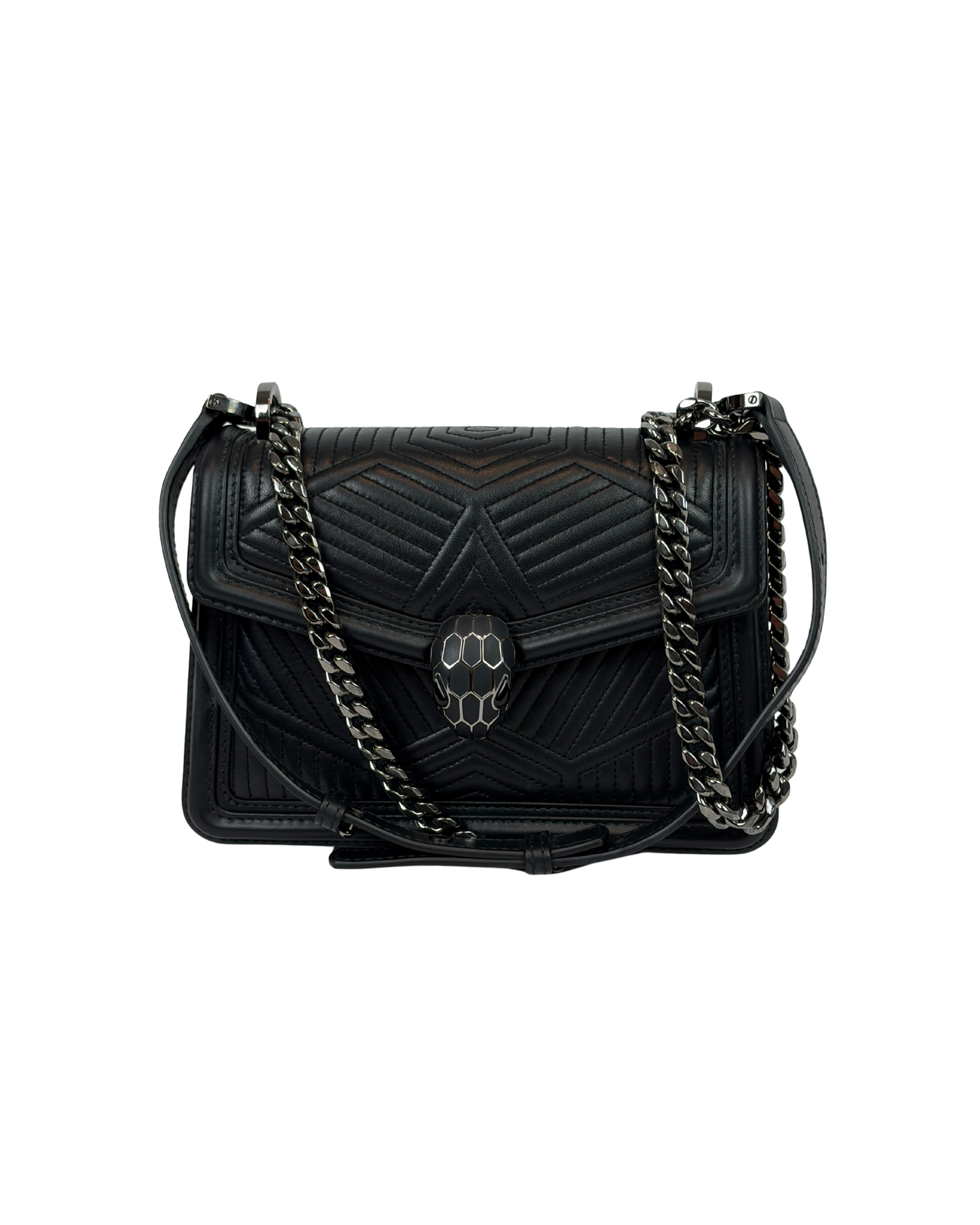 Bvlgari Serpenti Forever Diamond Blast Quilted Leather Shoulder Bag - black