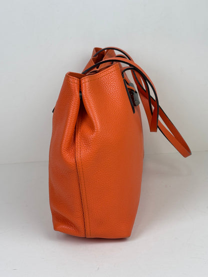 Longchamp Roseau Essential Tote Grained Leather Orange