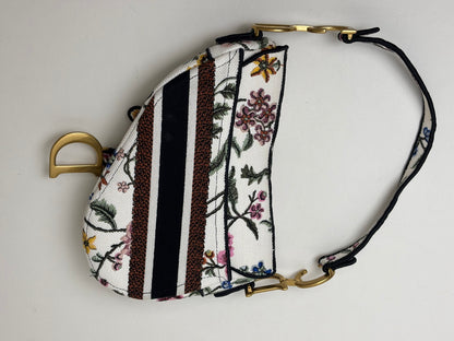 Dior Saddle Bag Multicolor Millefiori Embroidery Canvas Antique Gold Hardware