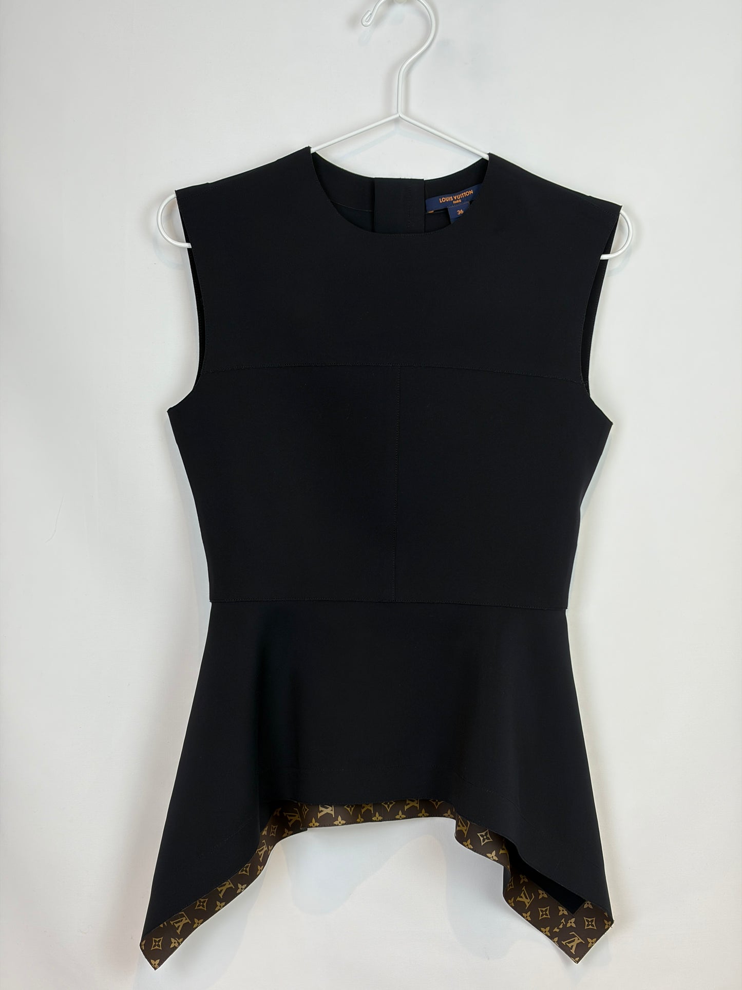 Louis Vuitton Black Polyamide Elastane Peplum Top - 8 UK / S