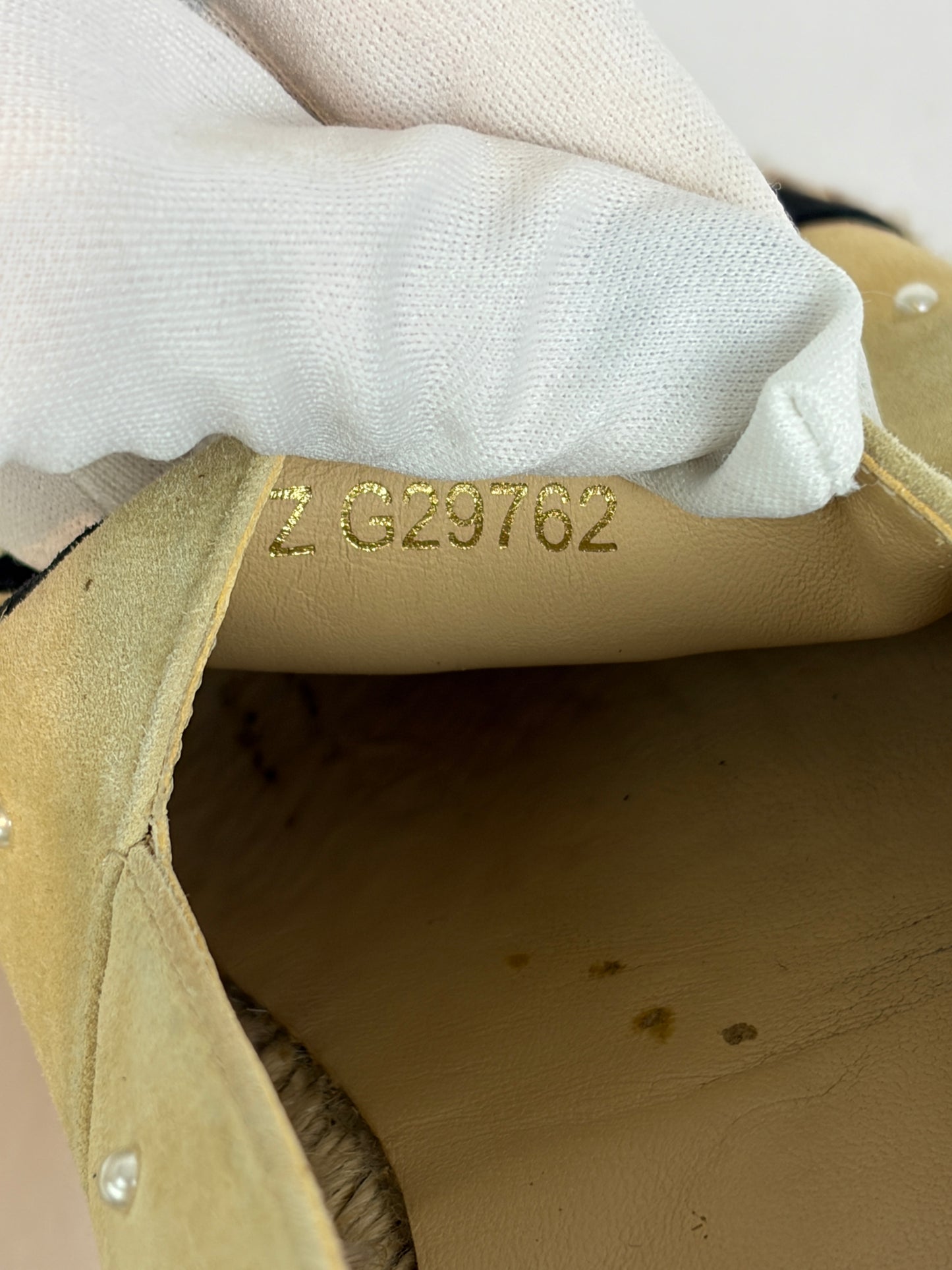 Chanel Beige Suede Pearl Embellished CC Espadrilles - 6 UK