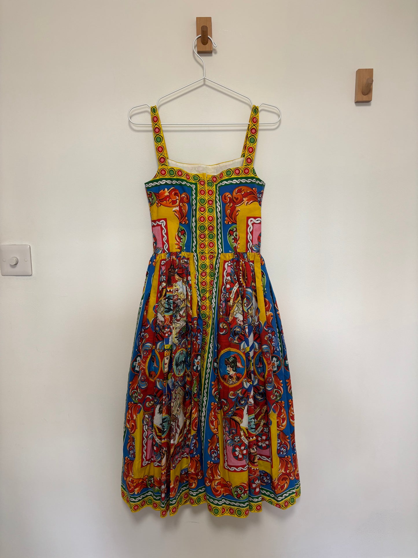 Dolce & Gabbana Carretto Print Cotton Midi Dress Multicolour - 6 UK