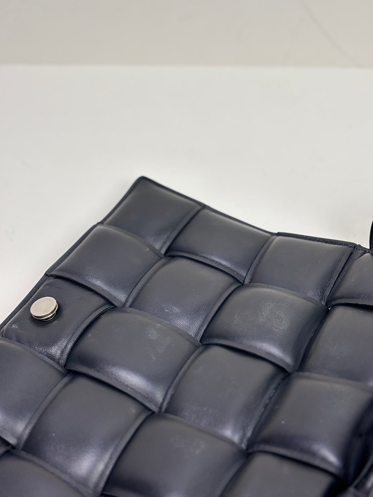 Bottega Veneta Padded Cassette Bag Intrecciato Lambskin Leather Black