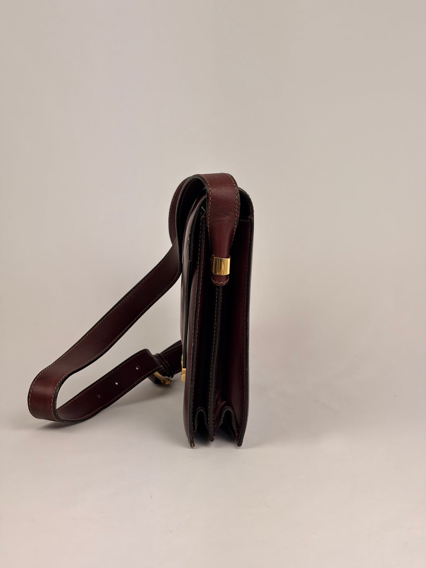 Celine Vintage Burgundy Leather Envelope Shoulder Bag