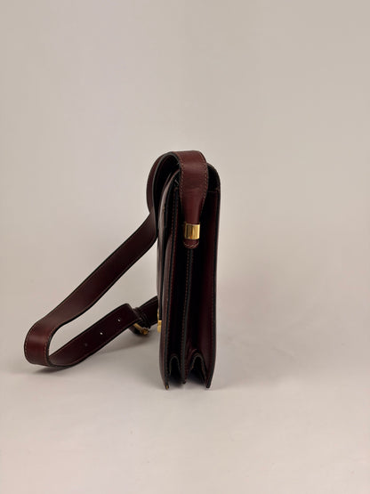 Celine Vintage Burgundy Leather Envelope Shoulder Bag