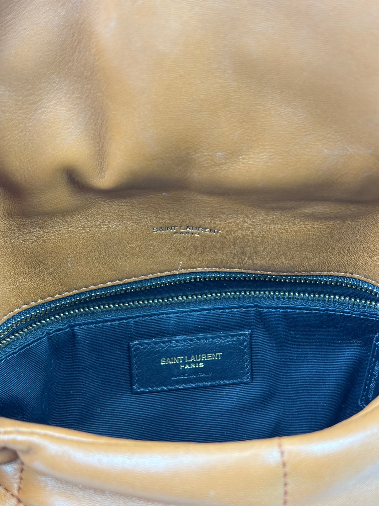 Saint Laurent Loulou puffer camel small bag