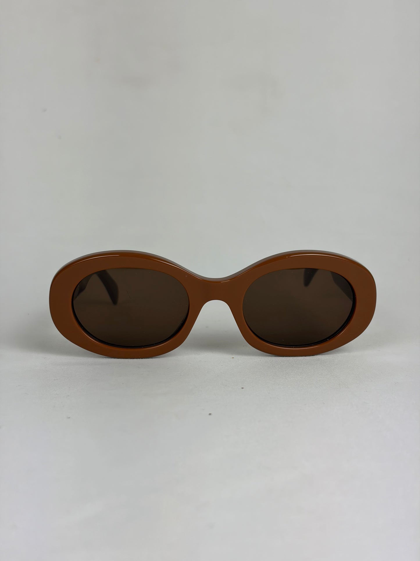 CELINE Triomphe CL40194U Oval Acetate Sunglasses - Brown
