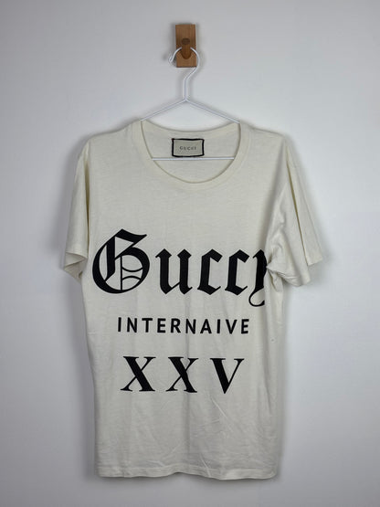 Gucci Internaive XXV Gothic Logo Cotton Jersey T-Shirt Off-White - S